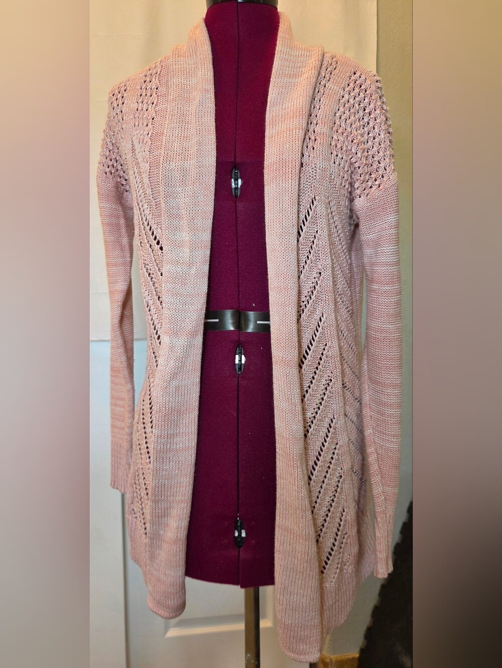 Leo & Nicole Pointelle Cardigan S Pastel Pink Balletcore Barbiecore